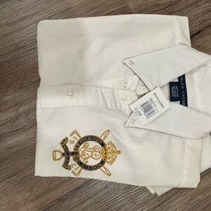 Ralph Lauren Ivory Blouse with Gold Crest